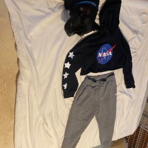 NASA top with gray sweatpants